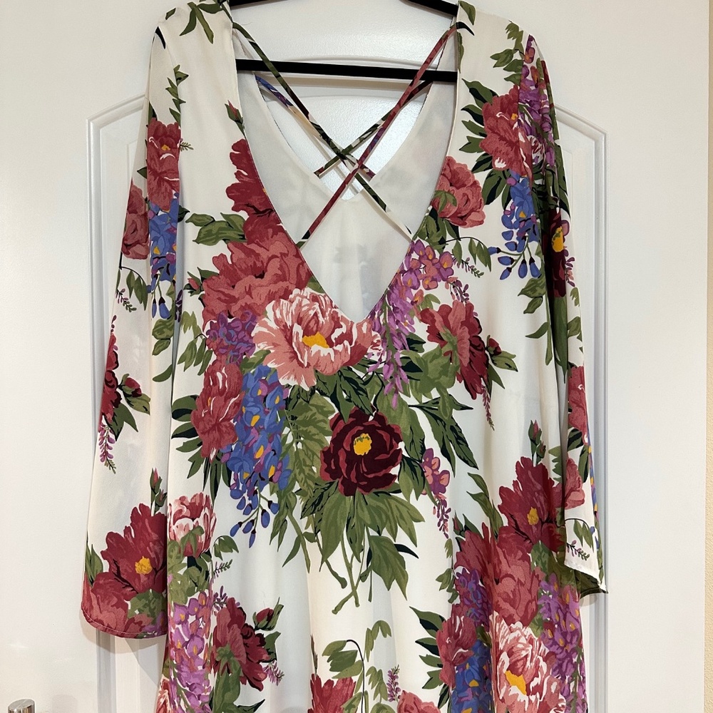 show me your Mumu Bell Sleeve Shift Mini Dress